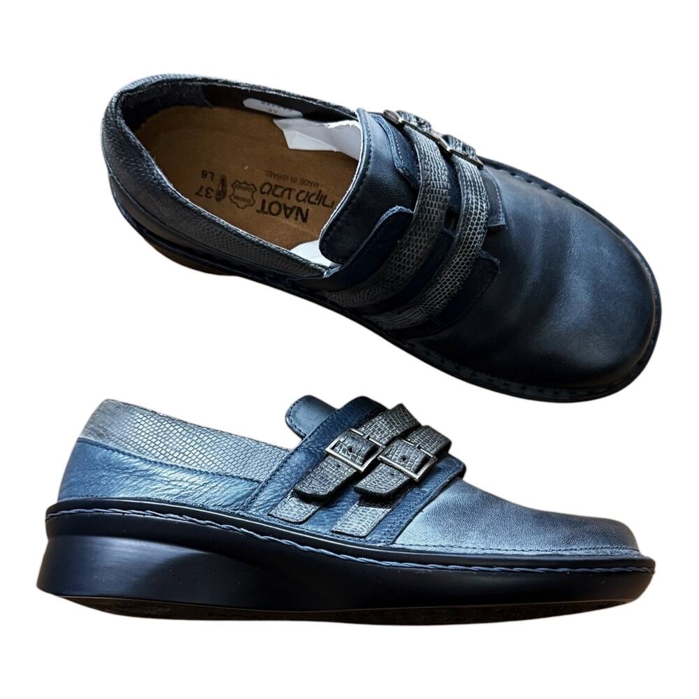NAOT Celesta Shoes Contrasting Leathers Gray Blue Comfort Israel EU 37 US 6-6.5 - Picture 3 of 10
